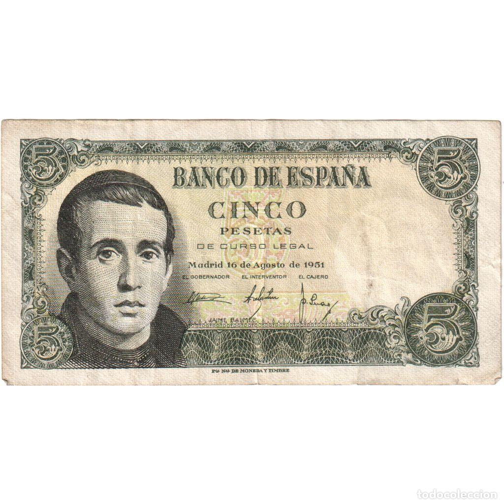 Billetes espa&ntilde;oles: [#1233993] Billete, 5 Pesetas, Espa&ntilde;a, 1951-08-16, KM:140a, MBC