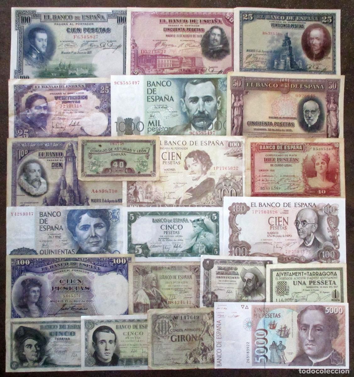 Billetes espa&ntilde;oles: BILLETES ESPA&Ntilde;OLES ALFONSO XIII, LOCALES, REPUBLICA, ASTURIAS ESTADO ESPA&Ntilde;OL JUAN CARLOS I LOTE 2329