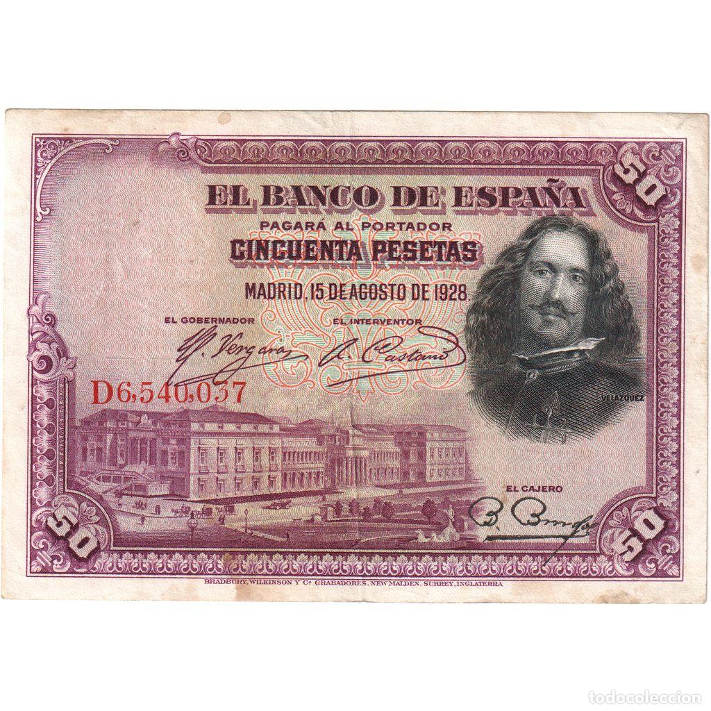 Billetes espa&ntilde;oles: [#1234017] Billete, 50 Pesetas, Espa&ntilde;a, 1928-08-15, KM:75b, MBC