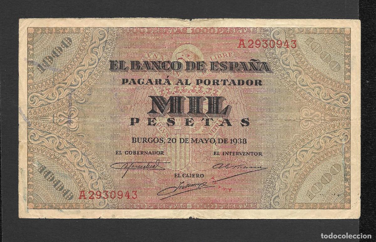 Billetes espa&ntilde;oles: 1000 PESETAS 1938 SERIE A MBC-