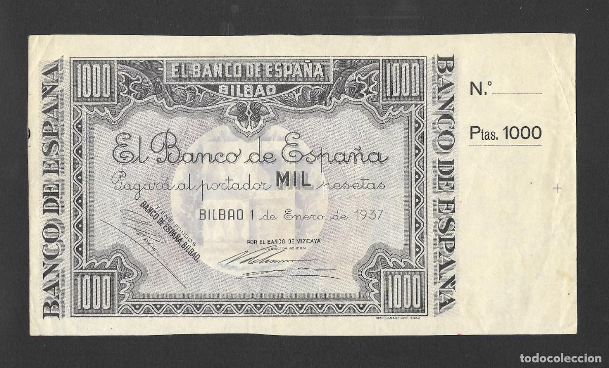 Billetes espa&ntilde;oles: 1000 PESETAS 1937 BILBAO CON UNA MATRIZ POR EL BANCO DE VIZCAYA EBC/EBC+