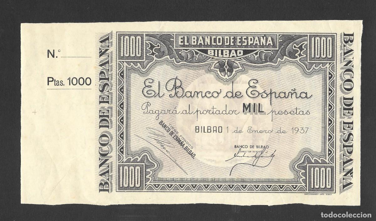 Billetes espa&ntilde;oles: 1000 PESETAS 1937 BILBAO CON UNA MATRIZ POR EL BANCO DE BILBAO EBC/EBC+