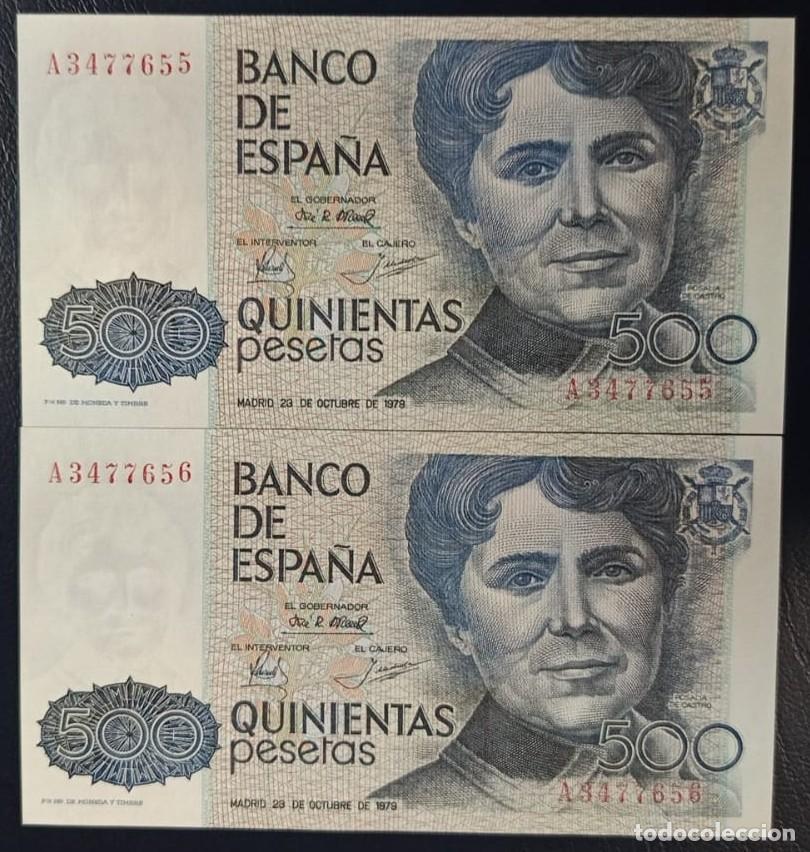Billetes espa&ntilde;oles: PAREJA DE BILLETES DE 500 PESETAS MADRID 23 DE OCTUBRE DE 1979 ( BSP335 )