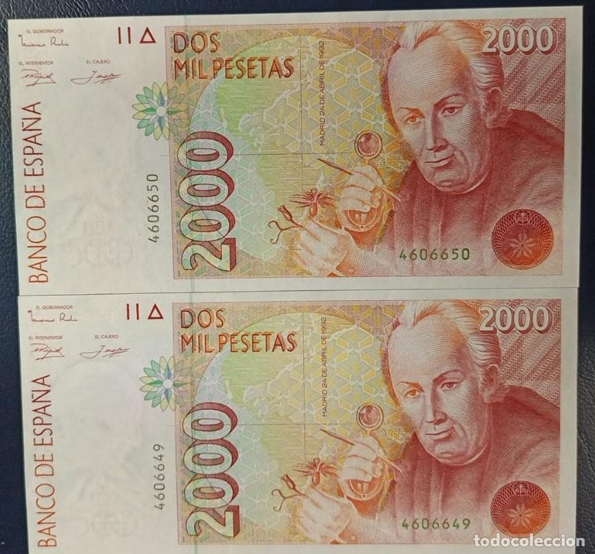Billetes espa&ntilde;oles: PAREJA DE BILLETES DE 2000 PESETAS MADRID 24 DE ABRIL DE 1992 ( SIN SERIE ) ( BSP338 )