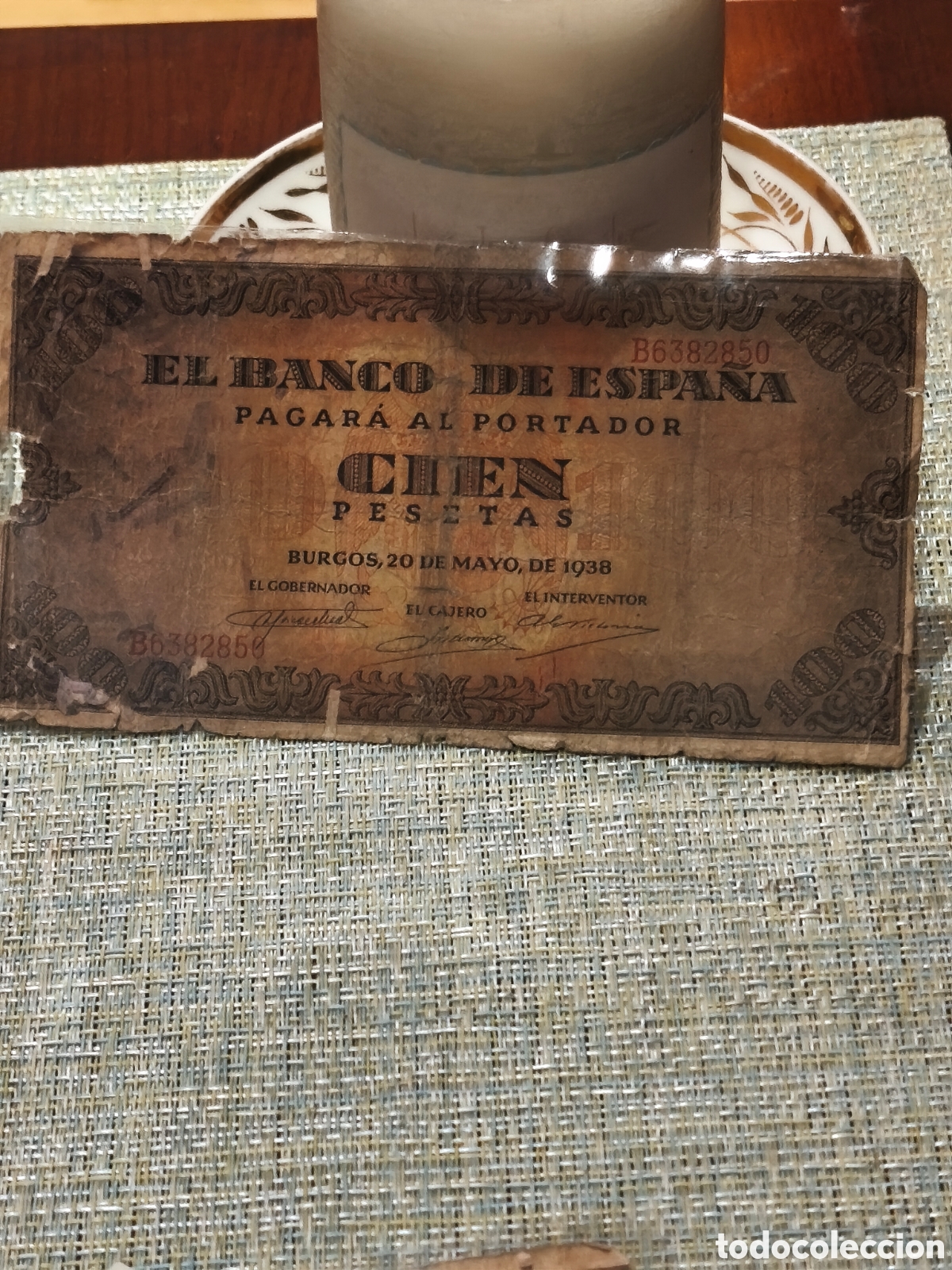 Billetes espa&ntilde;oles: Billete circulado de Espa&ntilde;a bc- rc burgos muy tedcaso y dif&iacute;cil 100 ptas 1938 ver imagenes