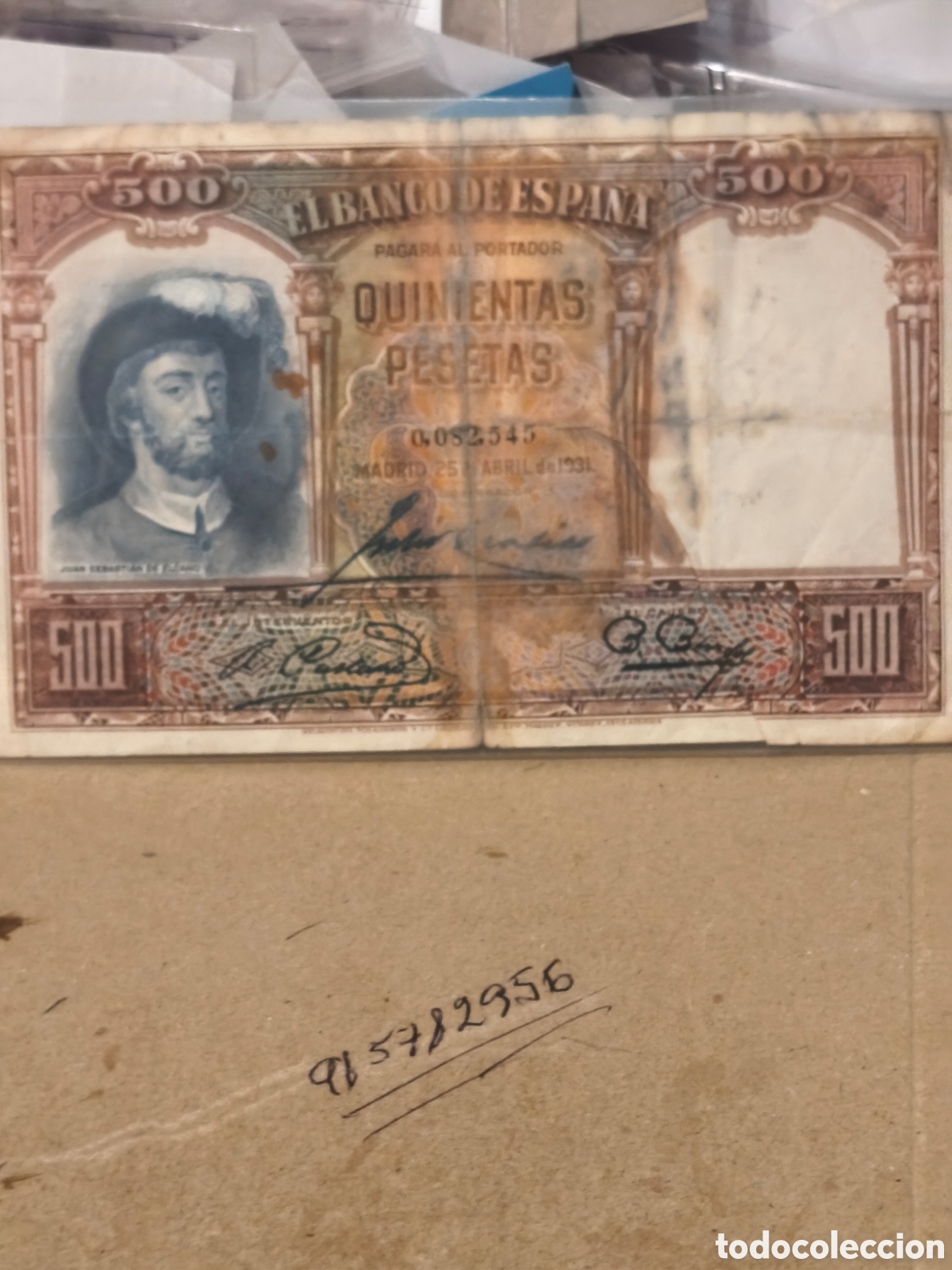 Billetes espa&ntilde;oles: Billete circulado bc de Espa&ntilde;a de 500. Ptas de 1931 republica escaso ver imsgenes