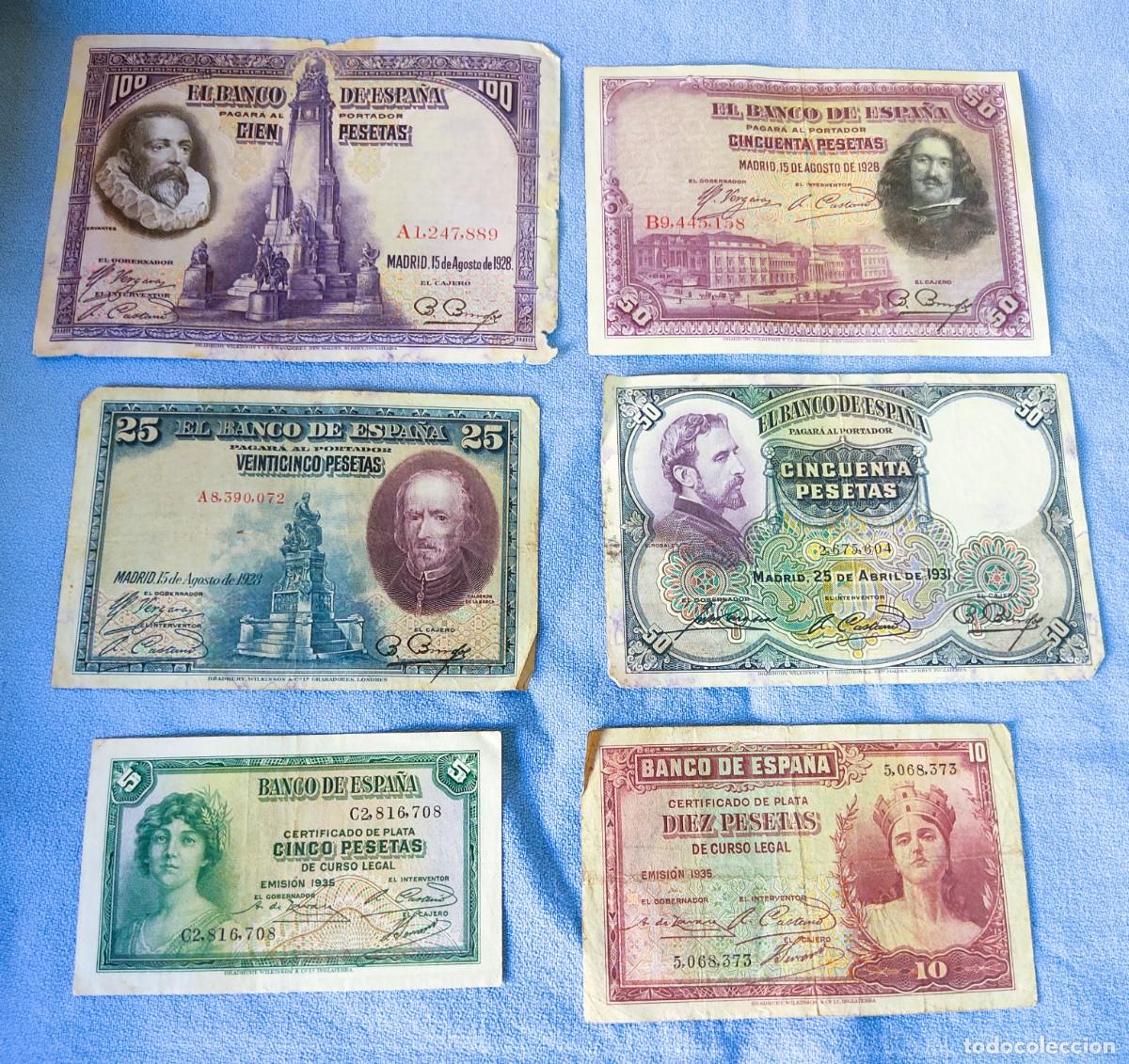 Billetes espa&ntilde;oles: LOTE DE BILLETES ORIGINALES DE ESPA&Ntilde;A DE VARIOS VALORES Y A&Ntilde;OS