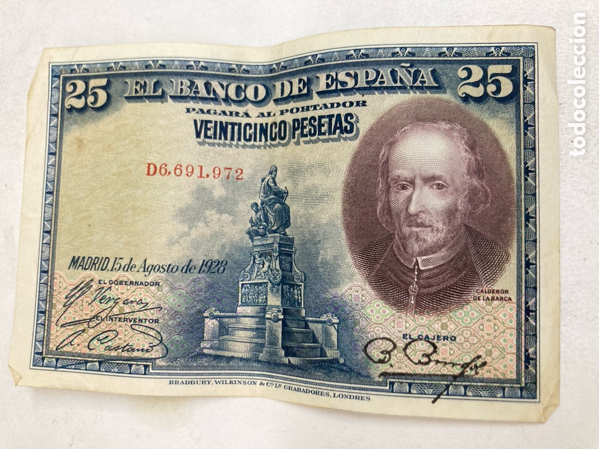 Billetes espa&ntilde;oles: Billete de 25 pesetas 1928