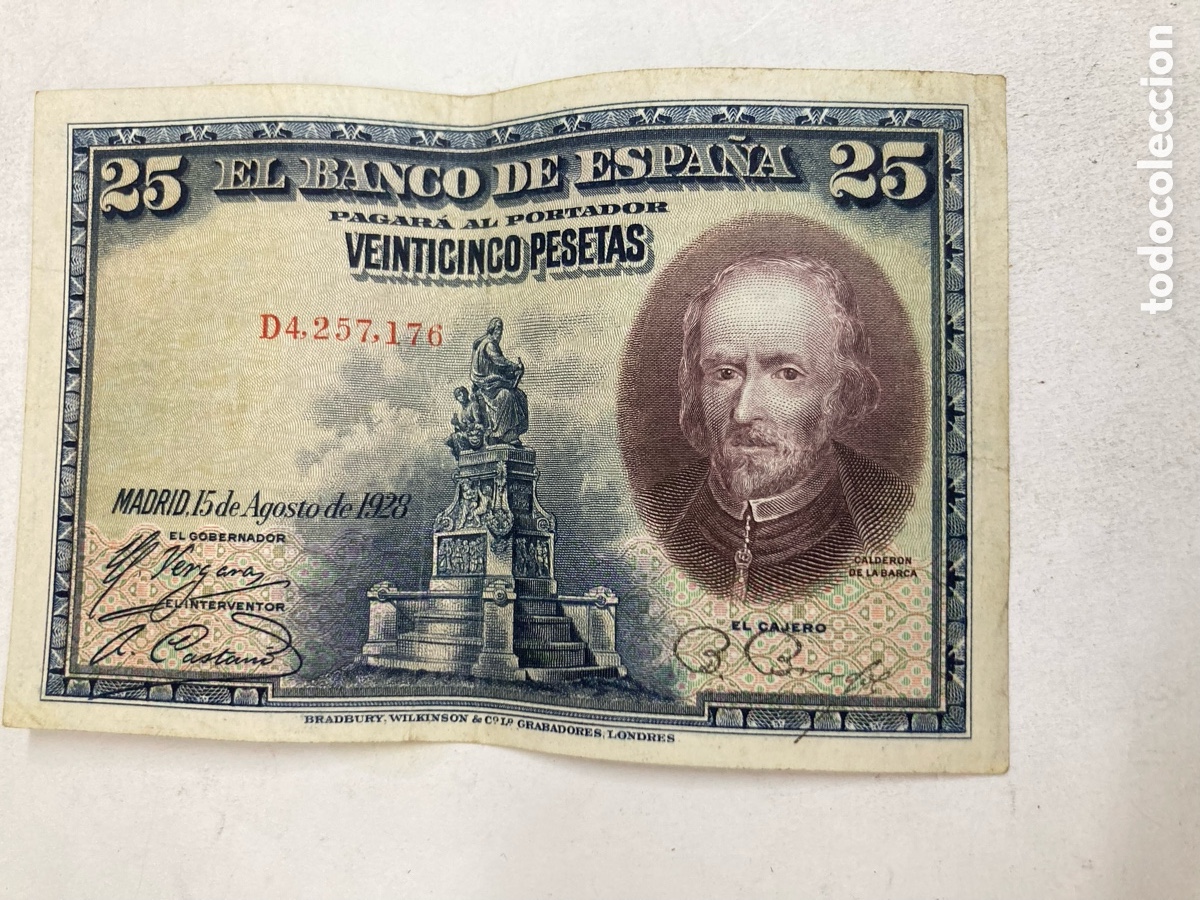 Billetes espa&ntilde;oles: Billete de 25 pesetas 1928