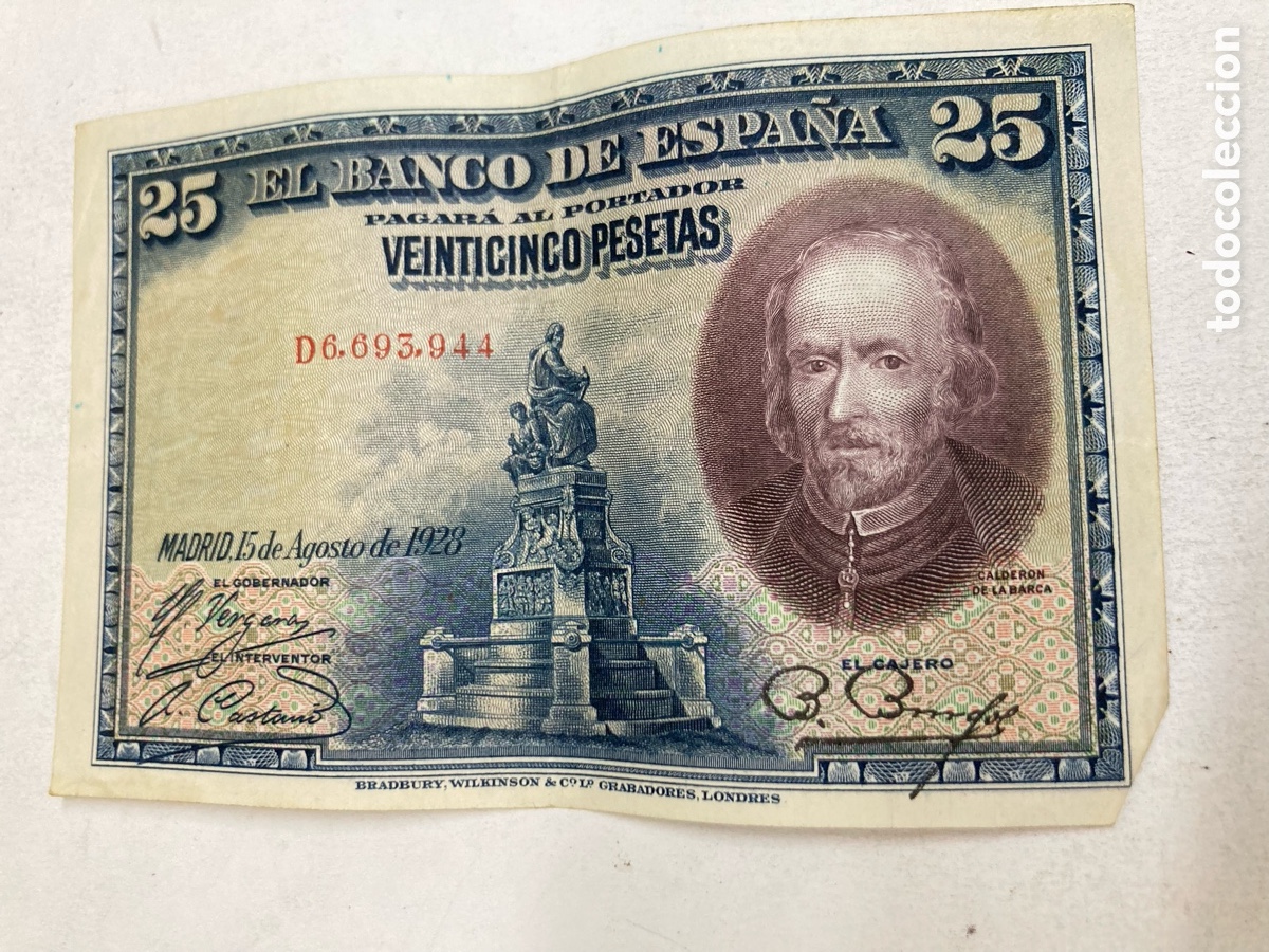 Billetes espa&ntilde;oles: Billete de 25 pesetas 1928