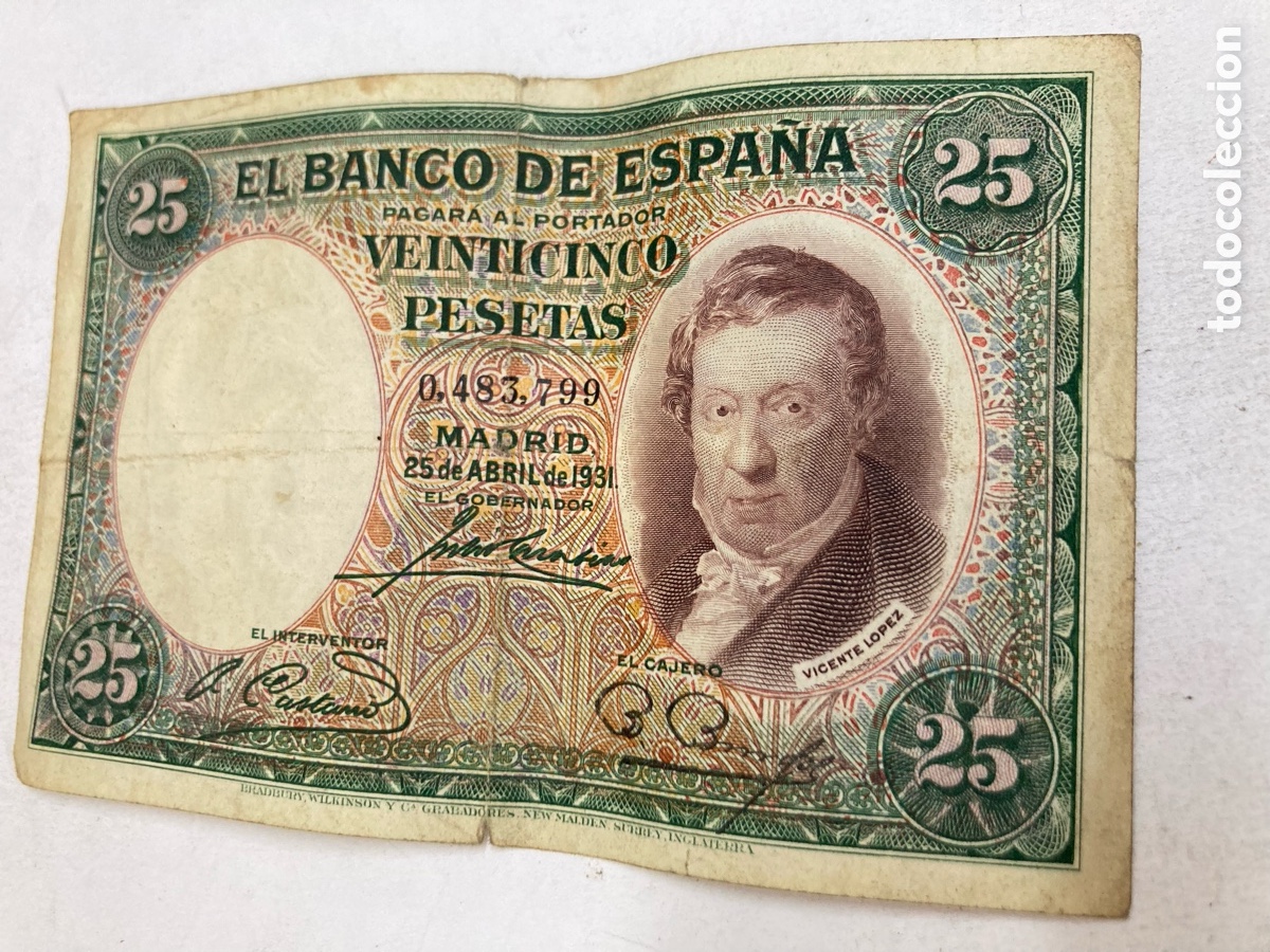 Billetes espa&ntilde;oles: Billete de 25 pesetas 1931