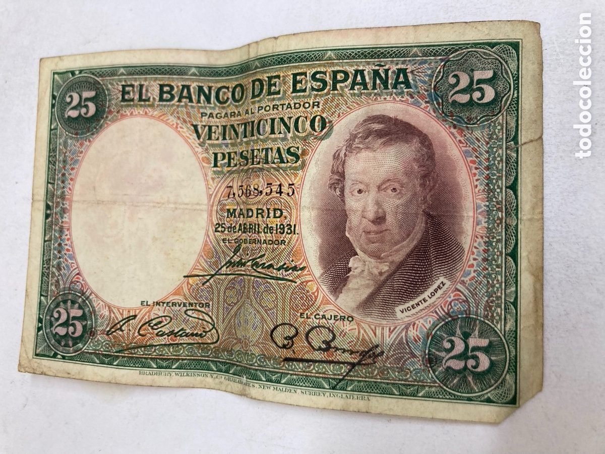 Billetes espa&ntilde;oles: Billete de 25 pesetas 1931