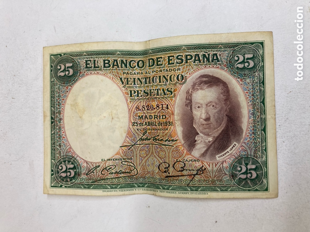 Billetes espa&ntilde;oles: Billete de 25 pesetas 1931
