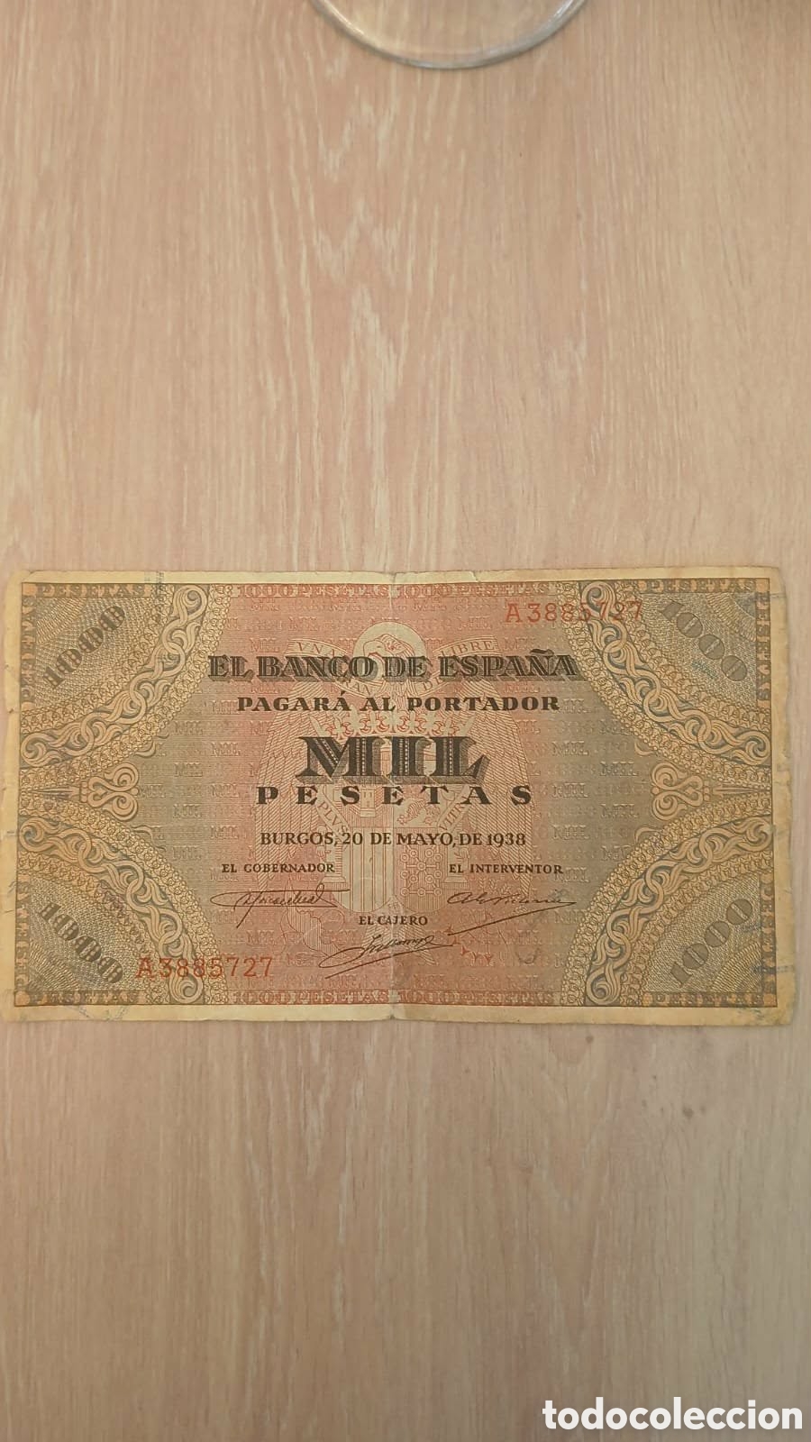 Billetes espa&ntilde;oles: Billete de mil pesetas, 20 mayo 1938 . Guerra civil