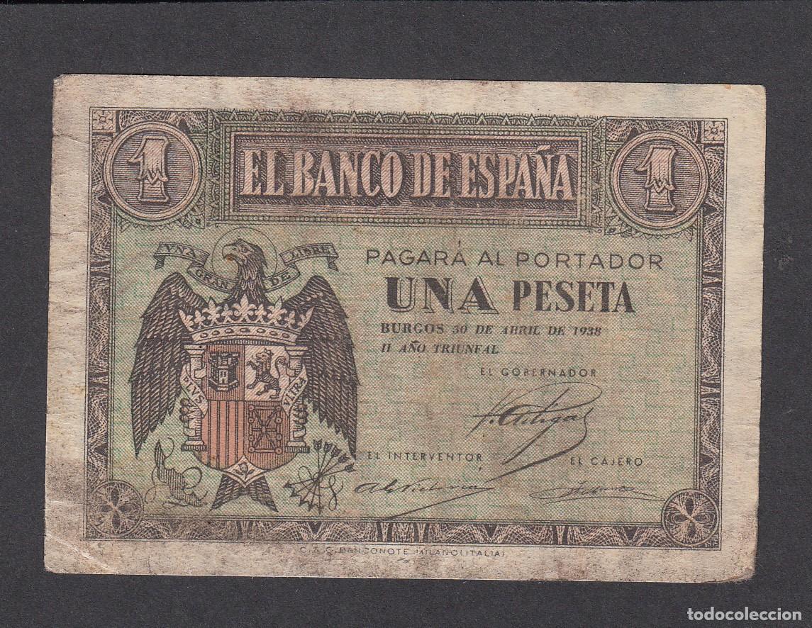 Billetes espa&ntilde;oles: BILLETE BANCO DE ESPA&Ntilde;A - 1 PESETA ABRIL DE 1938