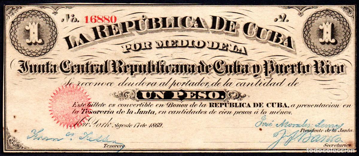 Billetes espa&ntilde;oles: CUBA Y PUERTO RICO: 1 PESO 1869 PICK 61 EBC+ EPOCA COLONIAL ESPA&Ntilde;OL