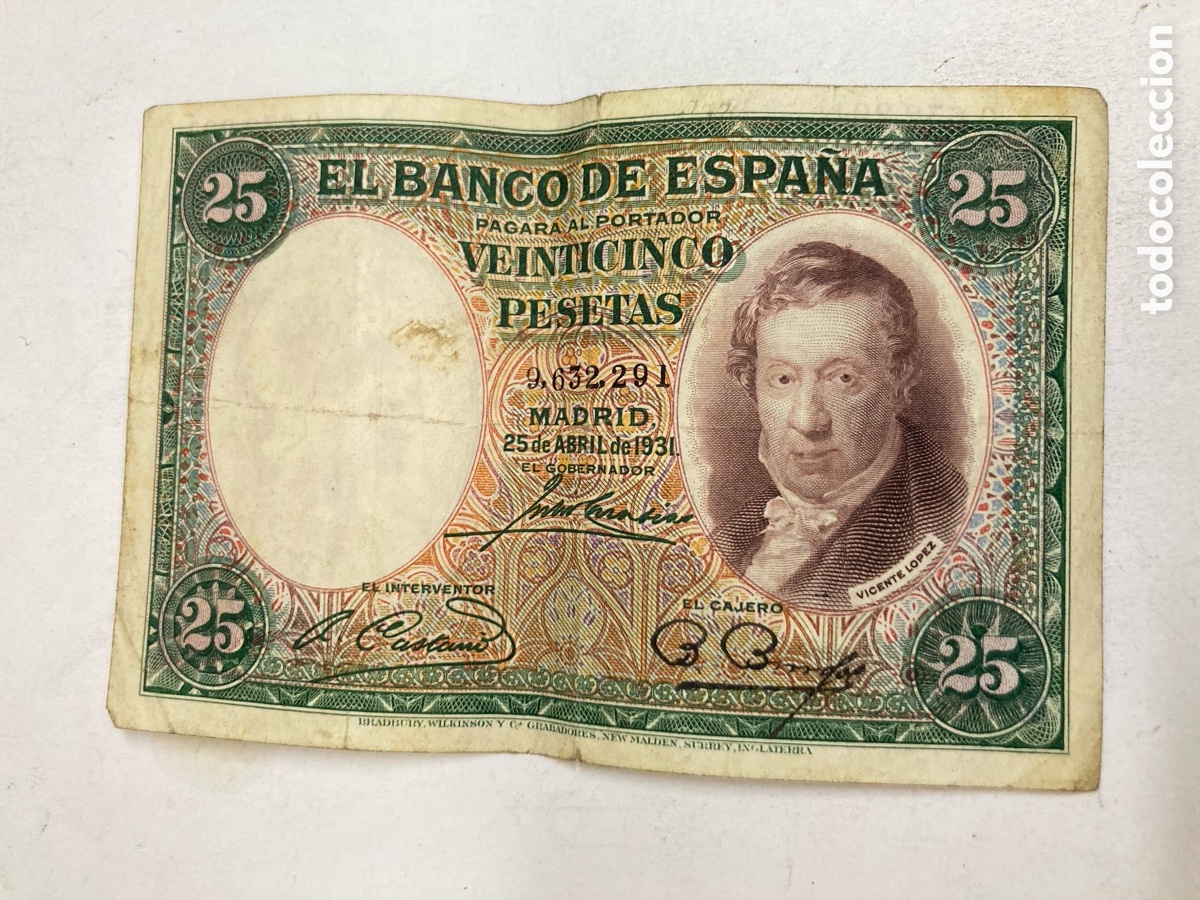 Billetes espa&ntilde;oles: Billete de 25 pesetas 1931