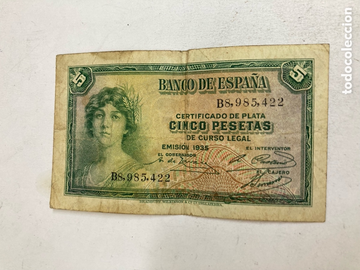 Billetes espa&ntilde;oles: Billete de 5 pesetas 1935