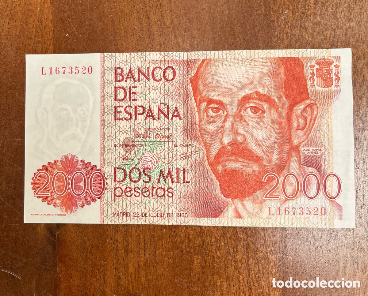 Billetes espa&ntilde;oles: Billete 2000 Pesetas 1980 J.R.Jim&eacute;nez - EBC/MBC