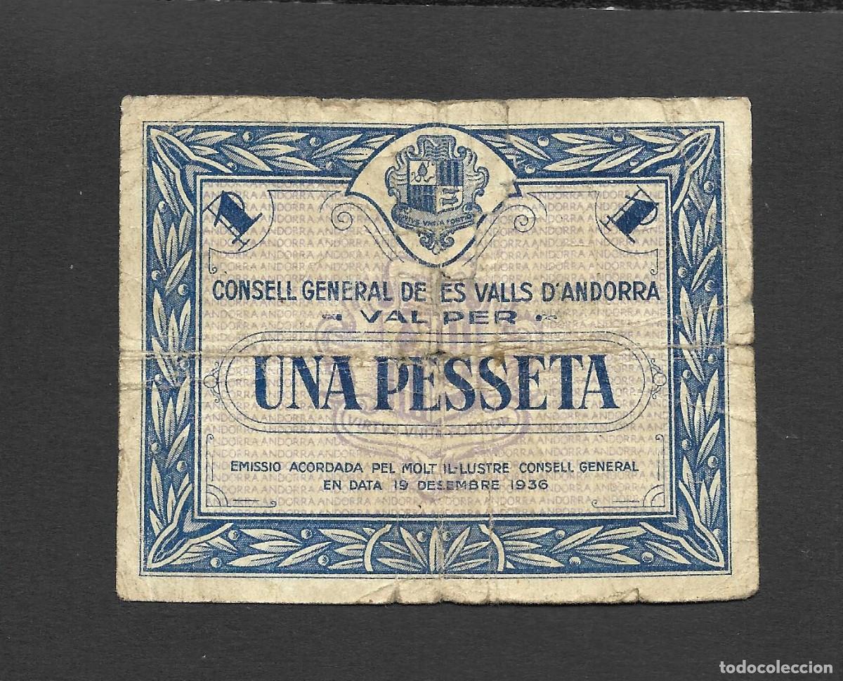 Spanische Banknoten: ANDORRA 1 PESETA 1936 AZUL