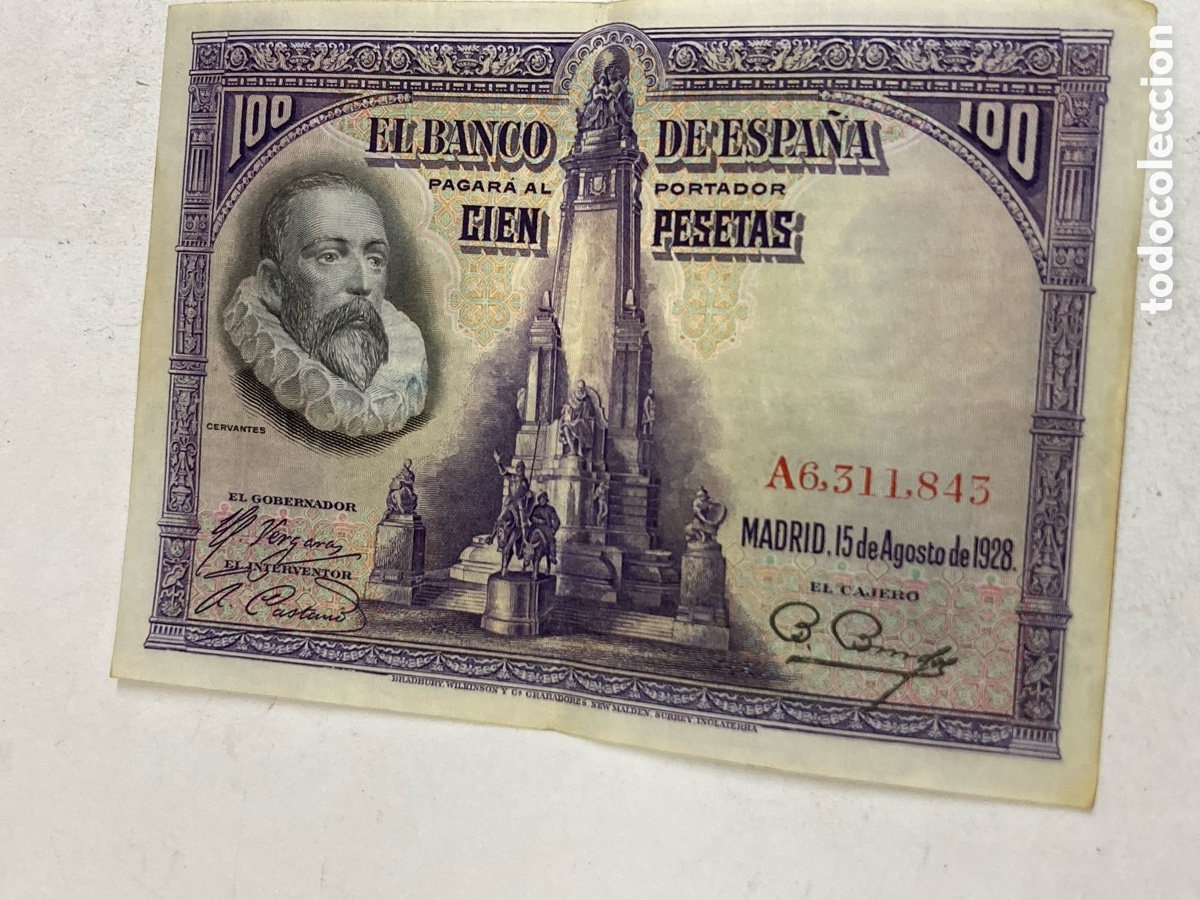 Billetes espa&ntilde;oles: Billete de 100 pesetas 1928