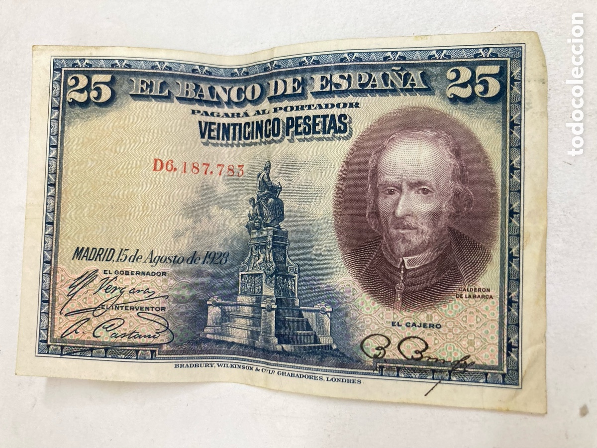 Billetes espa&ntilde;oles: Billete de 25 pesetas 1928
