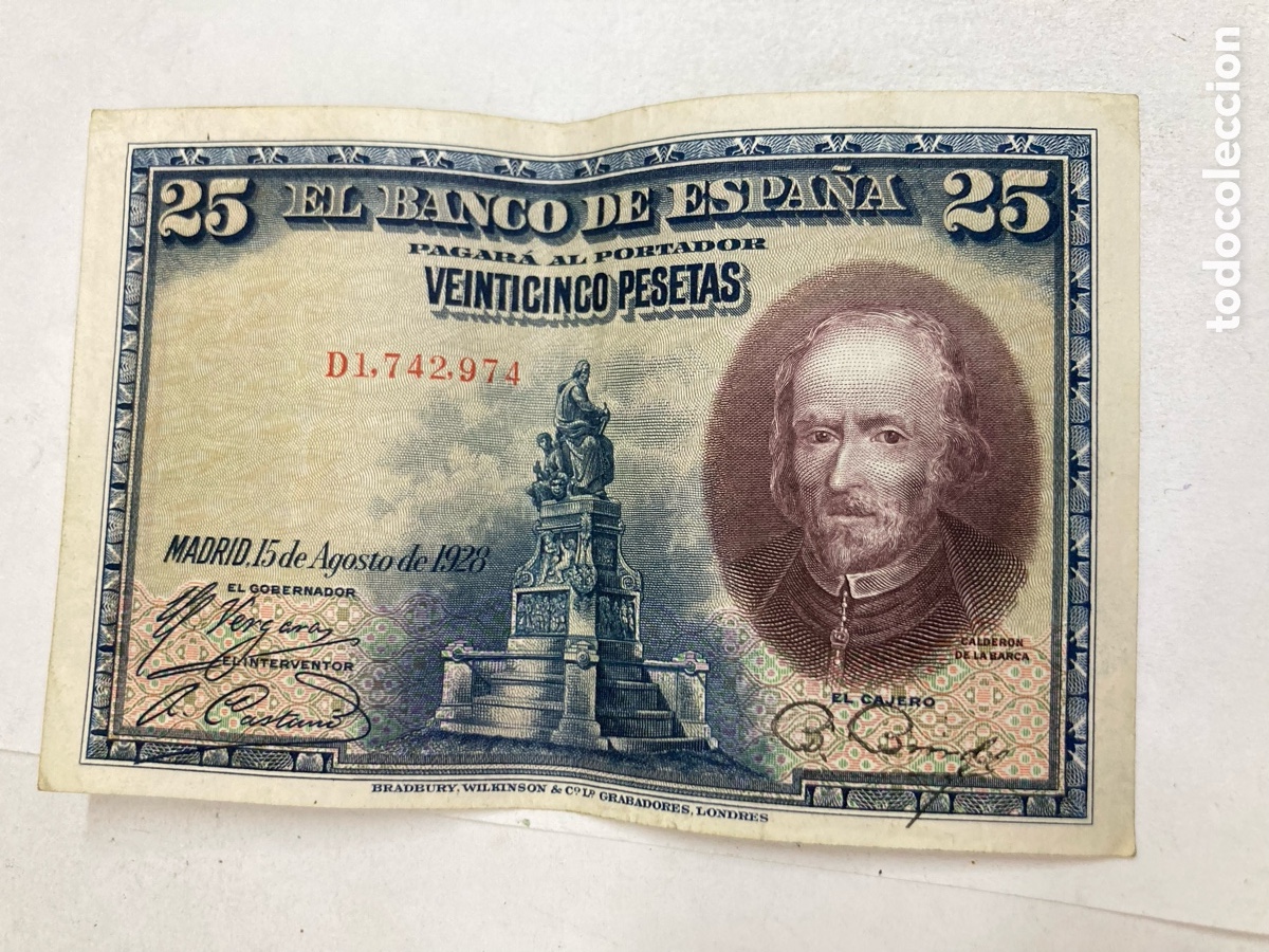 Billetes espa&ntilde;oles: Billete de 25 pesetas 1928