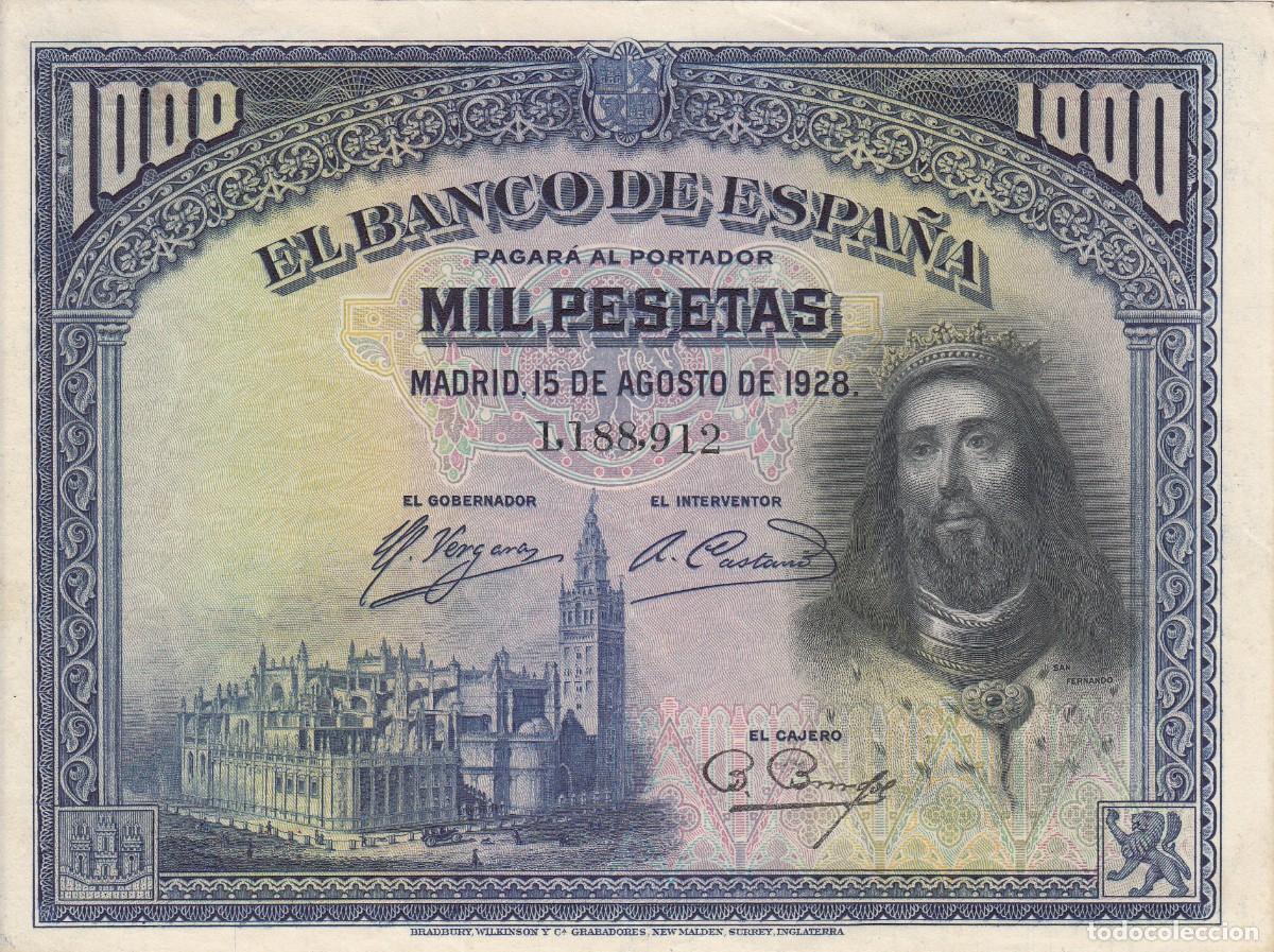 Billetes espa&ntilde;oles: BILLETE BANCO DE ESPA&Ntilde;A -1000 PESETAS - 1928
