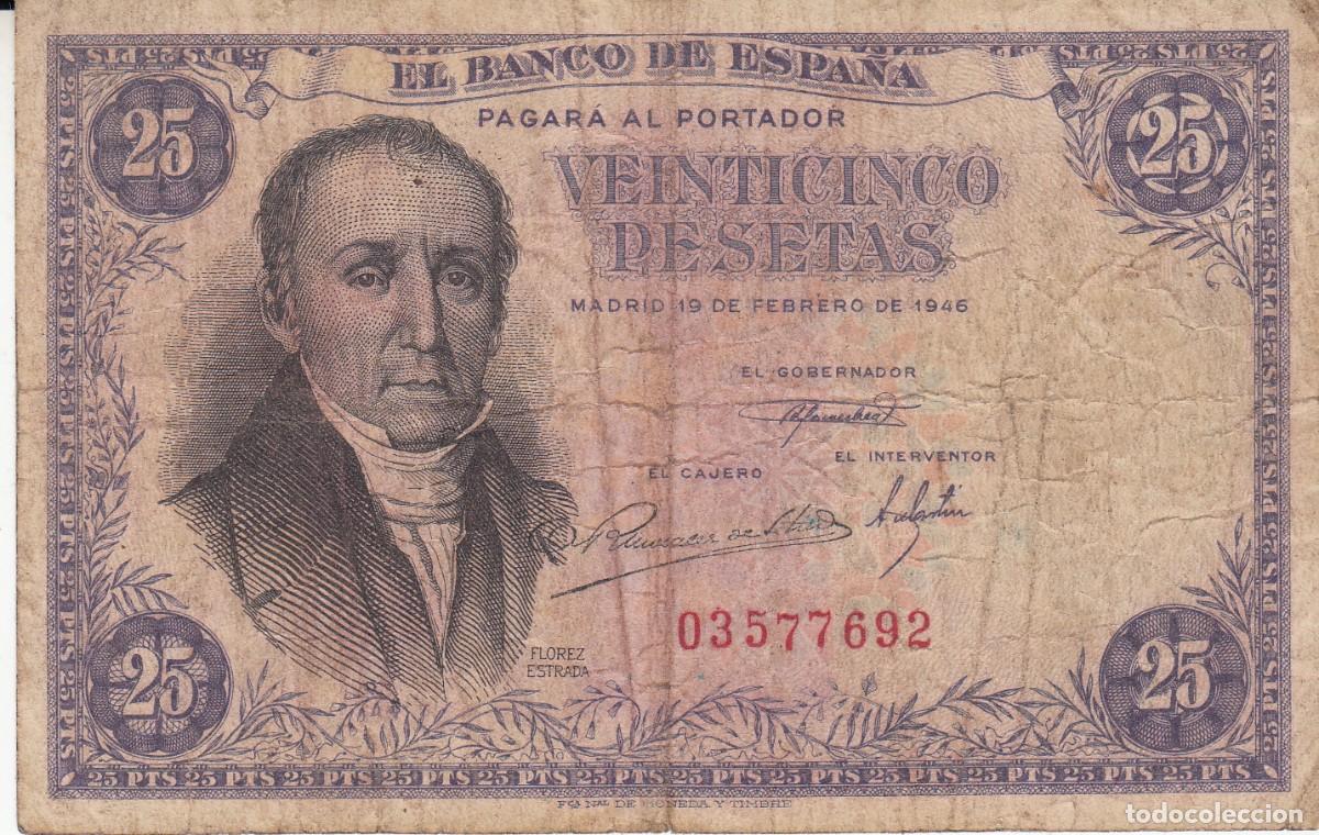 Billetes espa&ntilde;oles: BILLETE BANCO DE ESPA&Ntilde;A - 25 PESETAS - 1946 SIN SERIE