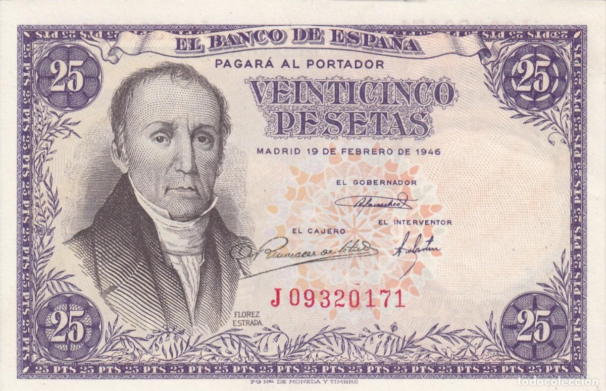Billetes espa&ntilde;oles: BILLETE BANCO DE ESPA&Ntilde;A - 25 PESETAS - 1946 SIN CIRCULAR