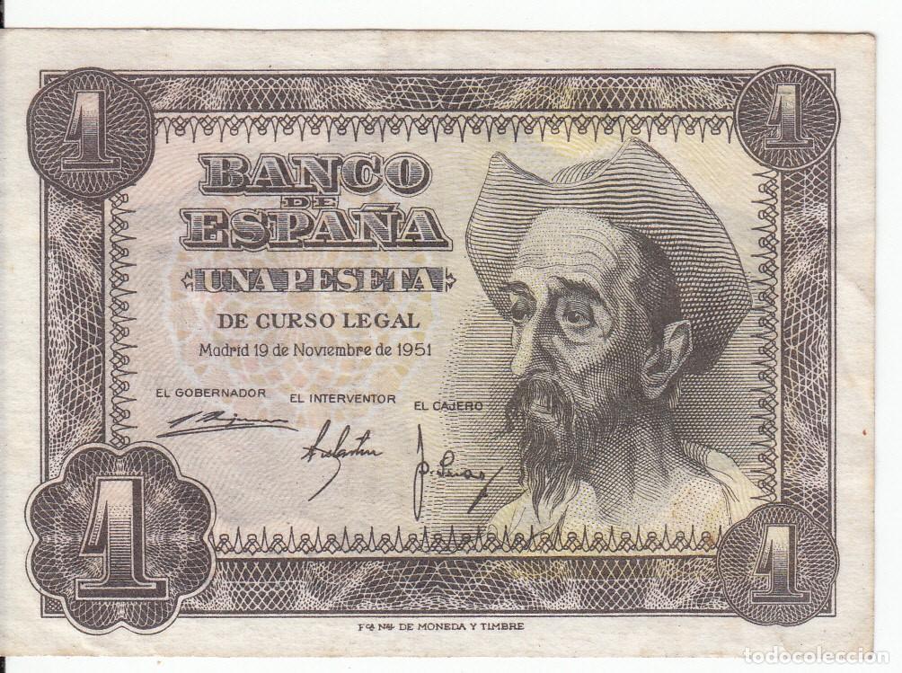 Billetes espa&ntilde;oles: BILLETE BANCO DE ESPA&Ntilde;A - 1 PESETA - 1951 - EL QUIJOTE