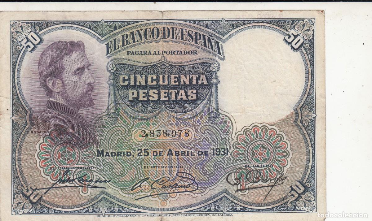 Billetes espa&ntilde;oles: BILLETE BANCO DE ESPA&Ntilde;A - 50 PESETAS 1931