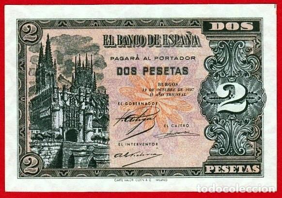 Billetes espa&ntilde;oles: 2 Pesetas, 1938 ''Burgos'' Serie B, SC