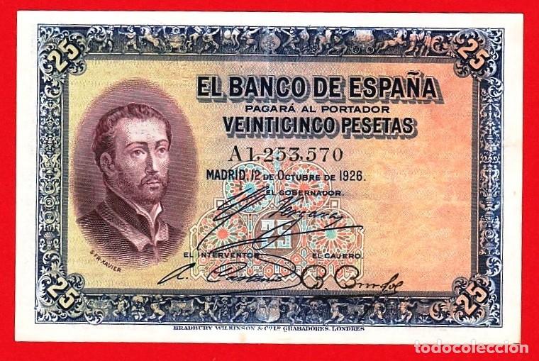 Billetes espa&ntilde;oles: Sello en en seco Gob. provisional 2&ordf; Republica, 25 pesetas, 1926, EBC-