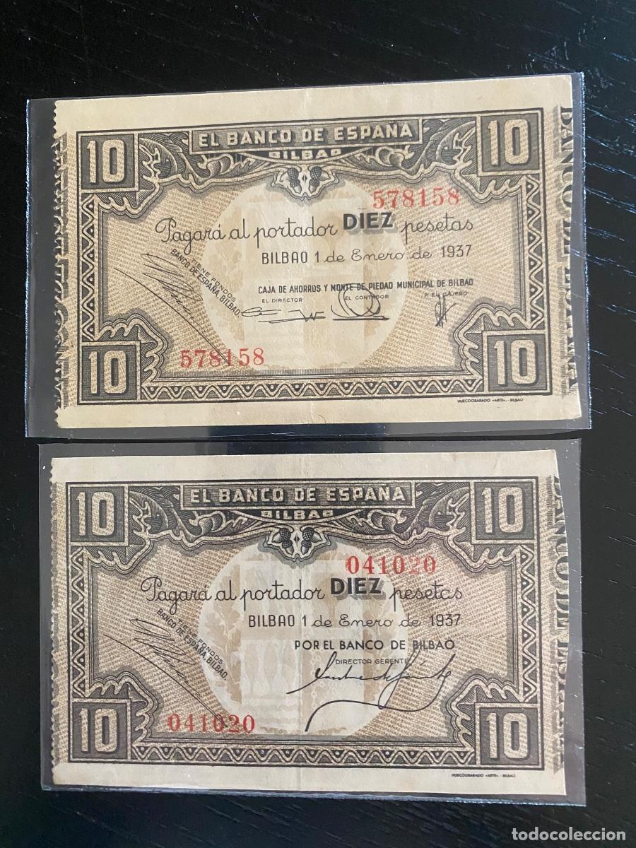 Billetes espa&ntilde;oles: Lote billetes 10 pesetas Bilbao