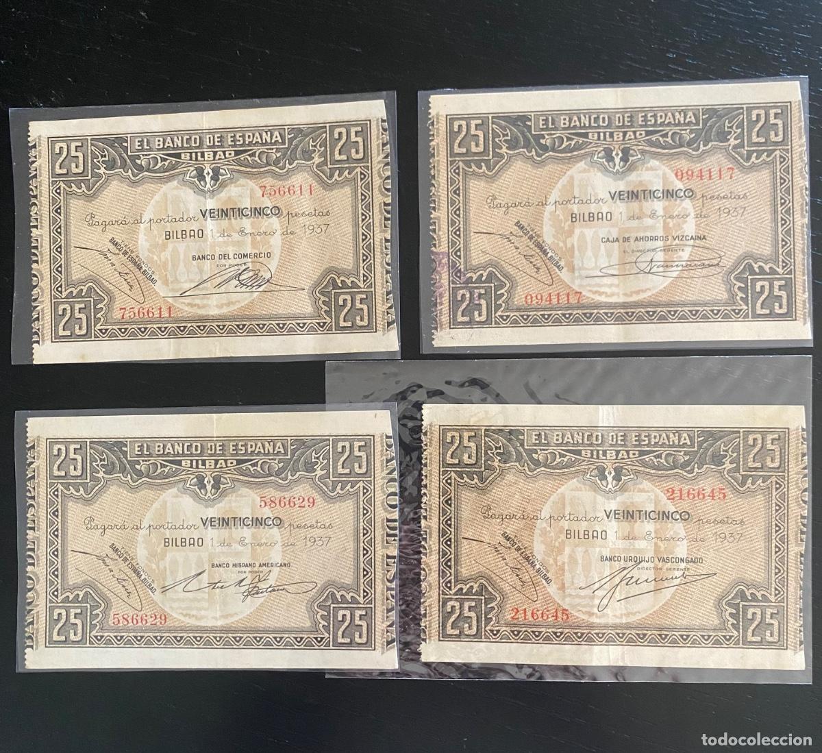 Billetes espa&ntilde;oles: Lote billetes 25 pesetas Bilbao