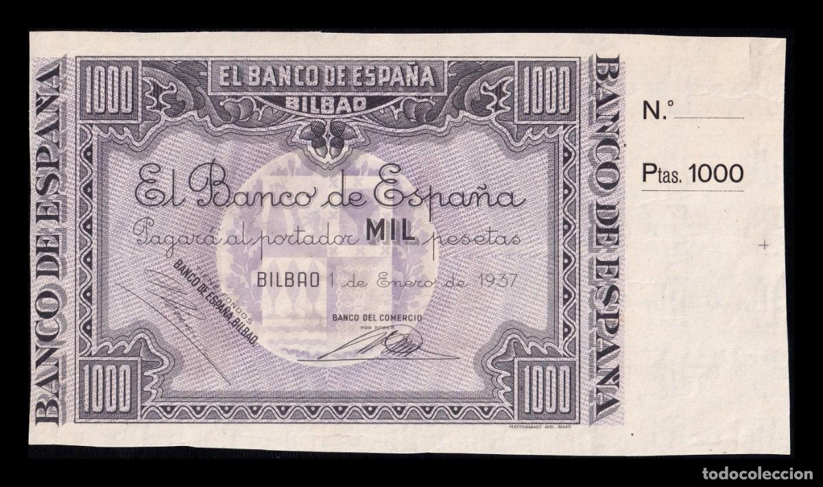Billetes espa&ntilde;oles: Espa&ntilde;a Guerra Civil Bilbao 1000 Pesetas 1937 Pick S567a-br con Matriz Ebc+ Xf+