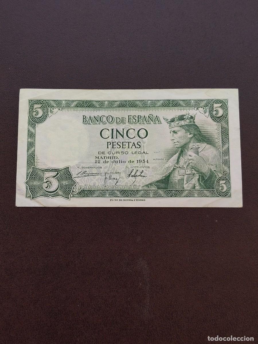 Billets espagnols: BILLETE DE 5 PESETAS DEL A&Ntilde;O 1954.DE ALFONSO X. (CIRCULADO). ORIGINAL%