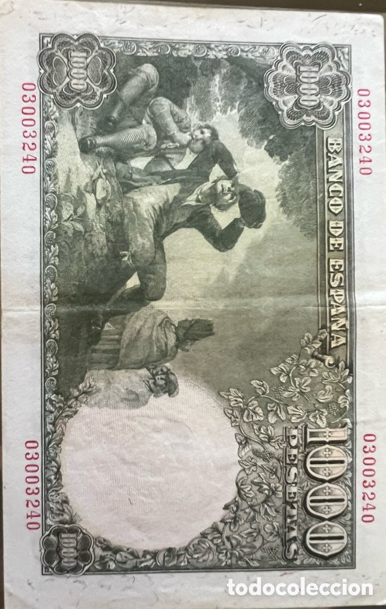 Billetes espa&ntilde;oles: Billete 1000 ptas. A&ntilde;o 1949 - Foto 2