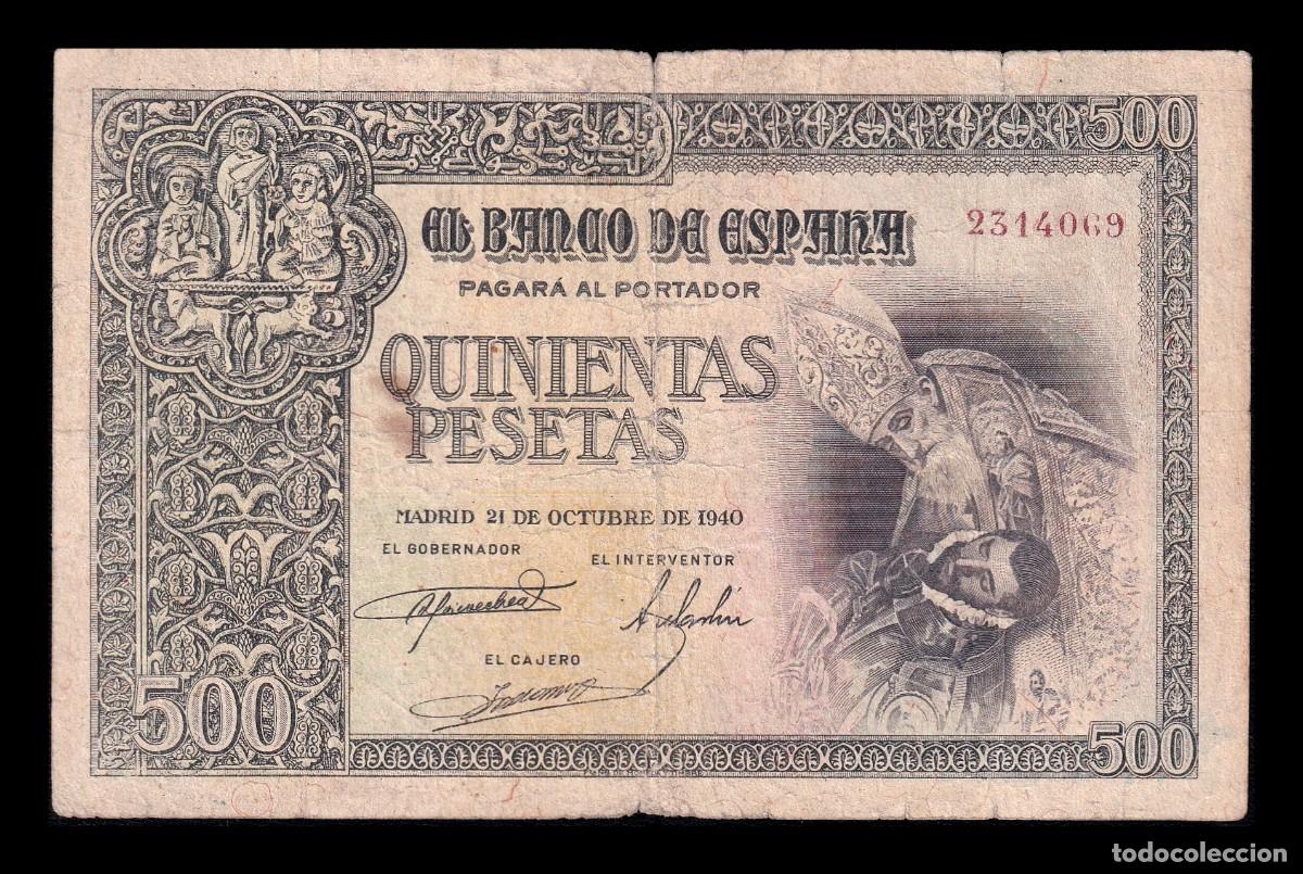 Billetes espa&ntilde;oles: Espa&ntilde;a 500 Pesetas Conde Ordaz 1940 Pick 124 Bc/Mbc F/Vf