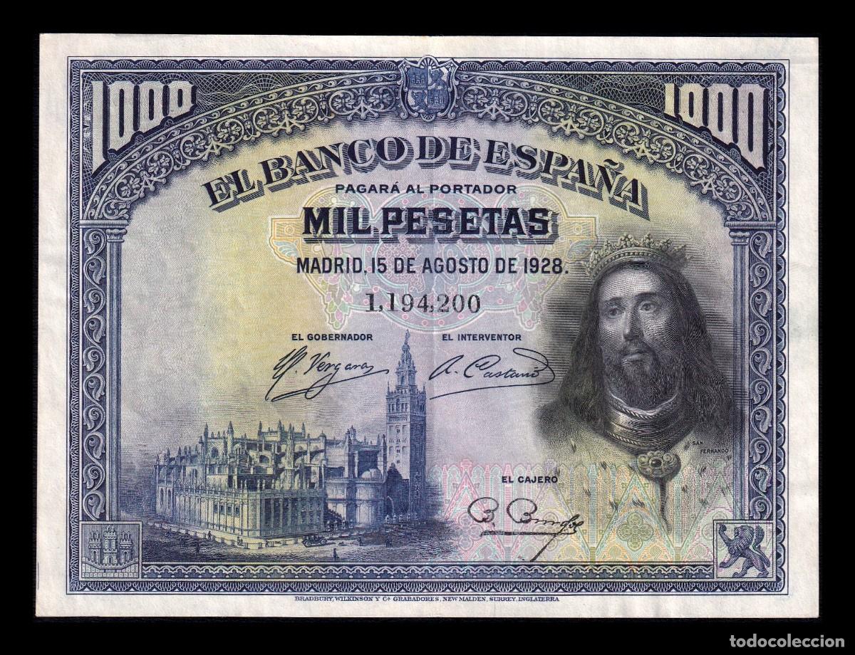 Billetes espa&ntilde;oles: Espa&ntilde;a 1000 Pesetas San Fernando 1928 Pick 78 Ebc Xf