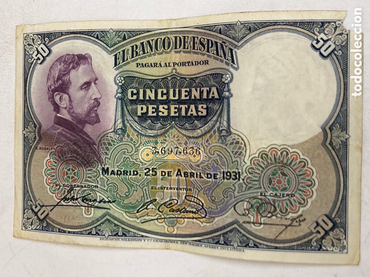 Billetes espa&ntilde;oles: Billete de 50 pesetas 1931