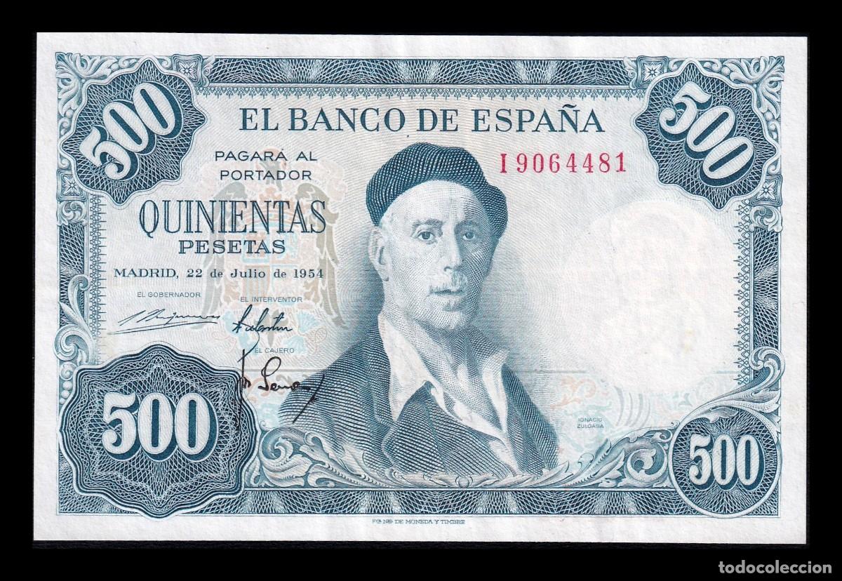Billetes espa&ntilde;oles: Espa&ntilde;a 500 Pesetas Ignacio Zuloaga 1954 Pick 148 Serie I Ebc Xf