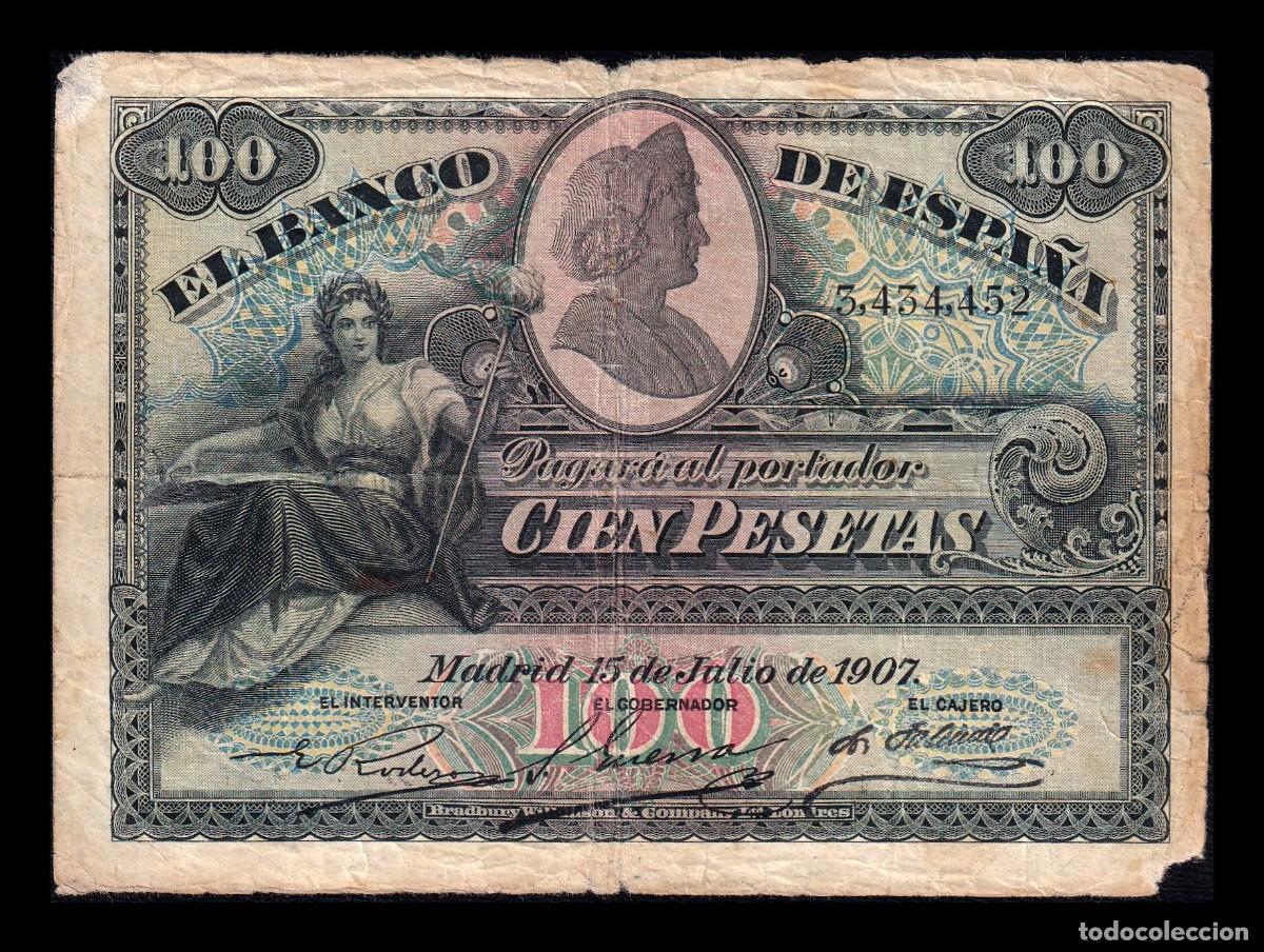 Billetes espa&ntilde;oles: Espa&ntilde;a 100 Pesetas Alegor&iacute;as 1907 Pick 64a Ebc Xf