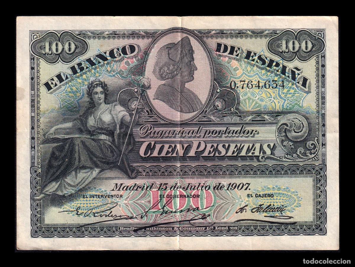 Billetes espa&ntilde;oles: Espa&ntilde;a 100 Pesetas Alegor&iacute;as 1907 Pick 64a Ebc Xf