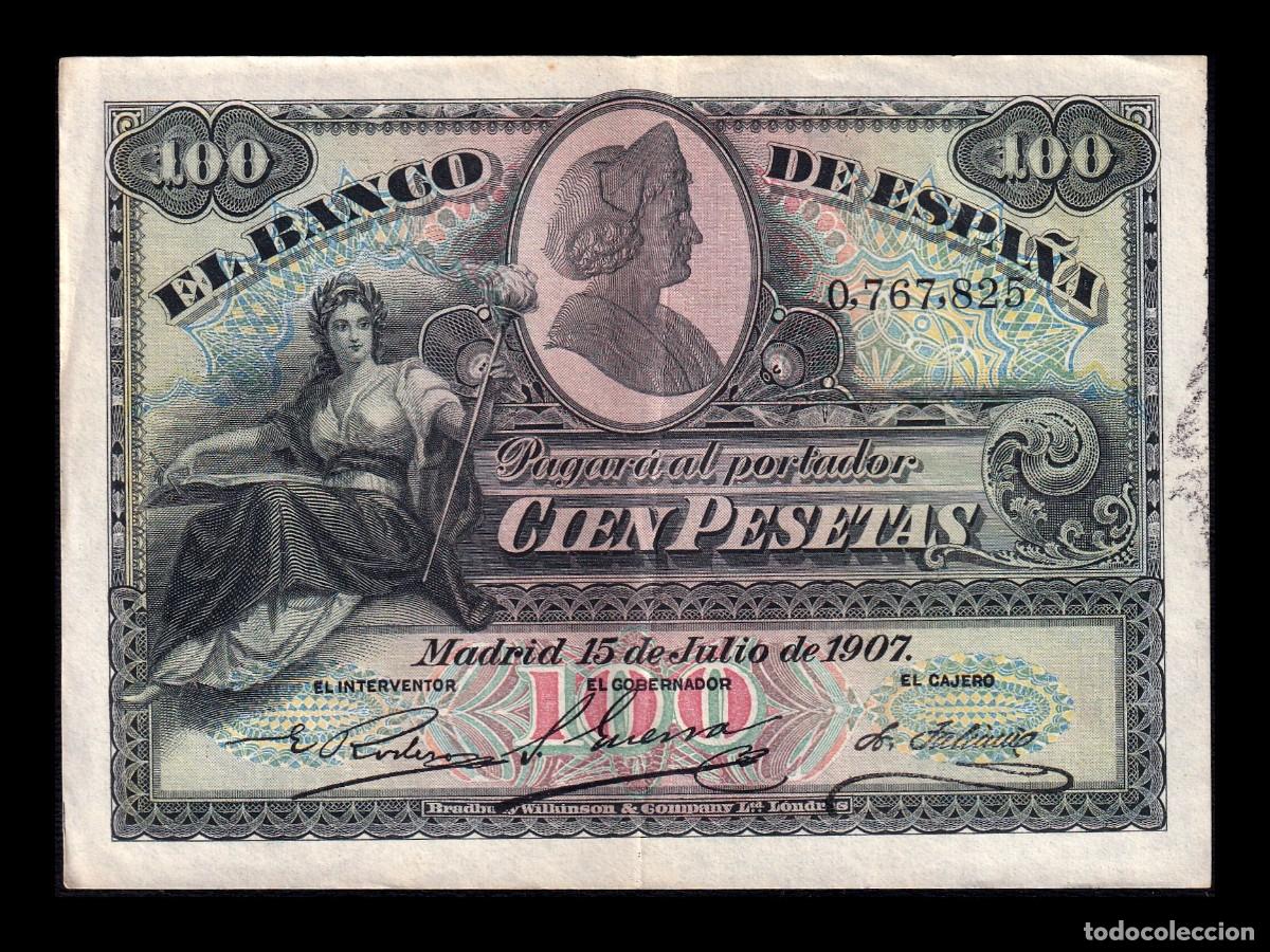 Billetes espa&ntilde;oles: Espa&ntilde;a 100 Pesetas Alegor&iacute;as 1907 Pick 64a Ebc Xf