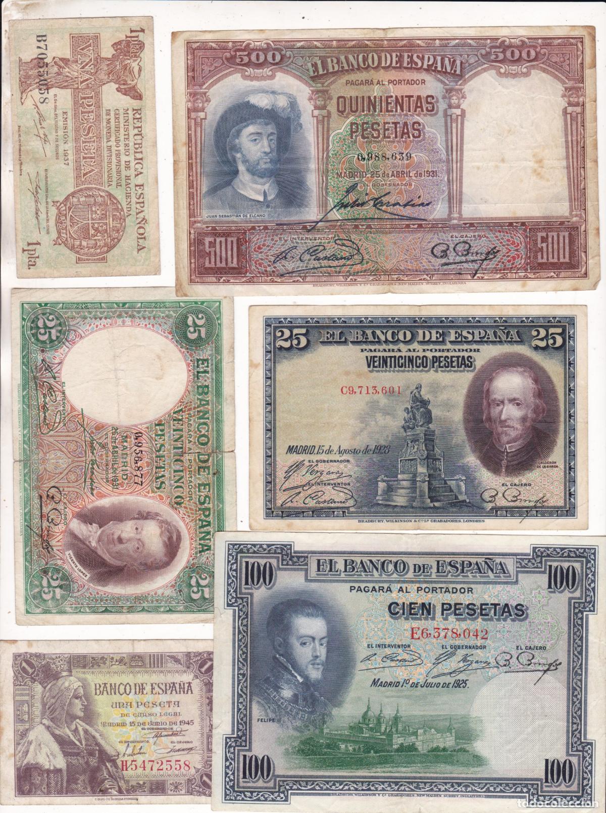 Billetes espa&ntilde;oles: F6-61-Lote 6 BILLETES Antiguos ESPA&Ntilde;A
