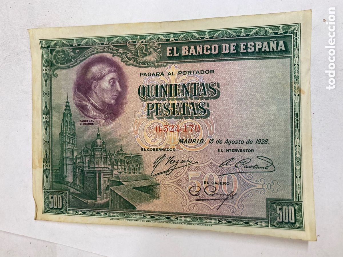 Billetes espa&ntilde;oles: Billete de 500 pesetas 1928