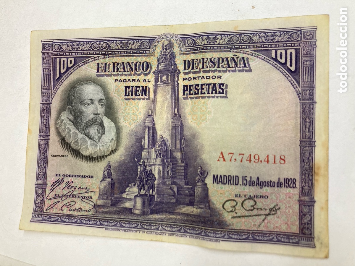 Billetes espa&ntilde;oles: Billete de 100 pesetas 1928