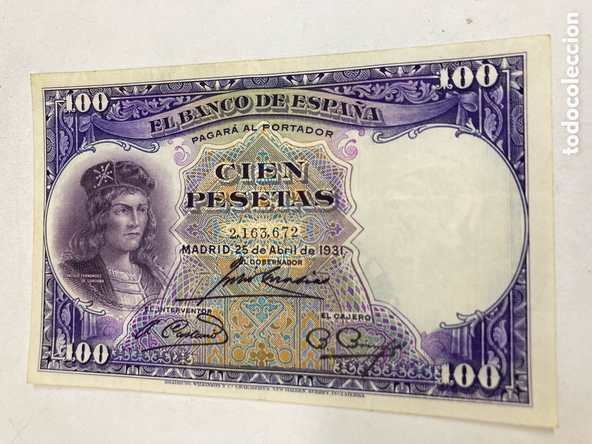 Billetes espa&ntilde;oles: Billete de 100 pesetas 1931